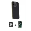 ieg™ iPhone 15 Pro Max Kılıf Kıvılcım Modern Özel Seri - Siyah 360 Mat Full Body Arka Koruyucu + PVD Metal Kamera Lens - GI
