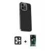 ieg™ iPhone 15 Pro Max Kılıf Kıvılcım Modern Özel Seri - Siyah 360 Mat Full Body Arka Koruyucu + PVD Metal Kamera Lens - LT
