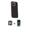 ieg™ iPhone 15 Pro Max Kılıf Kıvılcım Modern Özel Seri - Siyah 360 Mat Full Body Arka Koruyucu + PVD Metal Kamera Lens - GI