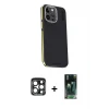 ieg™ iPhone 15 Pro Max Kılıf Kıvılcım Modern Özel Seri - Siyah 360 Mat Full Body Arka Koruyucu + PVD Metal Kamera Lens - LT