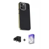 ieg™ iPhone 15 Pro Max Kılıf Kıvılcım Modern Özel Seri - Siyah Bilvis 5in1 3D Magic Cam Ekran Koruyucu + Raze Metal Kamera Lens - SH