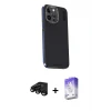 ieg™ iPhone 15 Pro Max Kılıf Kıvılcım Modern Özel Seri - Siyah Bilvis 5in1 3D Magic Cam Ekran Koruyucu + Raze Metal Kamera Lens - SH