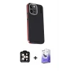 ieg™ iPhone 15 Pro Max Kılıf Kıvılcım Modern Özel Seri - Siyah Bilvis 5in1 5D Magic Hayalet Cam Ekran Koruyucu + PVD Metal Kamera Lens - TU