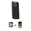 ieg™ iPhone 15 Pro Max Kılıf Kıvılcım Modern Özel Seri - Siyah Buffer Cam Ekran Koruyucu + PVD Metal Kamera Lens - GS