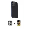 ieg™ iPhone 15 Pro Max Kılıf Kıvılcım Modern Özel Seri - Siyah Buffer Cam Ekran Koruyucu + PVD Metal Kamera Lens - GS