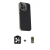 ieg™ iPhone 15 Pro Max Kılıf Kıvılcım Modern Özel Seri - Siyah Joko Magic 5D Hayalet Cam + PVD Metal Kamera Lens - TU