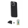 ieg™ iPhone 15 Pro Max Kılıf Kıvılcım Modern Özel Seri - Siyah Polymer Nano Ekran Koruyucu + Raze Metal Kamera Lens - LT