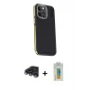ieg™ iPhone 15 Pro Max Kılıf Kıvılcım Modern Özel Seri - Siyah Polymer Nano Ekran Koruyucu + Raze Metal Kamera Lens - LT