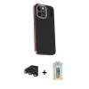 ieg™ iPhone 15 Pro Max Kılıf Kıvılcım Modern Özel Seri - Siyah Polymer Nano Ekran Koruyucu + Raze Metal Kamera Lens - LT