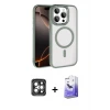 ieg™ iPhone 15 Pro Max Kılıf Kıvılcım Prime - Siyah Bilvis 5in1 5D Magic Hayalet Cam Ekran Koruyucu + PVD Metal Kamera Lens - GI