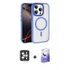 ieg™ iPhone 15 Pro Max Kılıf Kıvılcım Prime - Siyah Bilvis 5in1 5D Magic Hayalet Cam Ekran Koruyucu + PVD Metal Kamera Lens - GI
