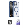 ieg™ iPhone 15 Pro Max Kılıf Kıvılcım Prime - Siyah Bilvis 5in1 5D Magic Hayalet Cam Ekran Koruyucu + PVD Metal Kamera Lens - GI
