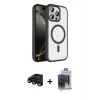 ieg™ iPhone 15 Pro Max Kılıf Kıvılcım Prime - Siyah Vanessa Magic Cam + Raze Metal Kamera Lens - SH