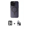 ieg™ iPhone 15 Pro Max Kılıf Kozmos Çizgi Prime - Siyah Vanessa Magic Hayalet Cam + PVD Metal Kamera Lens - LT