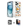 ieg™ iPhone 15 Pro Max Kılıf Kozmos Doku - Siyah 3D Antistatik Mat Seramik Nano Ekran Koruyucu + PVD Metal Kamera Lens - LT