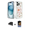 ieg™ iPhone 15 Pro Max Kılıf Kozmos Doku - Siyah Buffer Hayalet Cam Ekran Koruyucu + Raze Metal Kamera Lens - GS