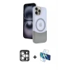 ieg™ iPhone 15 Pro Max Kılıf Kozmos Form Özel Seri - Siyah 3D Antistatik Seramik Nano Ekran Koruyucu + PVD Metal Kamera Lens - GS