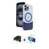 ieg™ iPhone 15 Pro Max Kılıf Kozmos Form Özel Seri - Siyah 3D Antistatik Seramik Nano Ekran Koruyucu + Raze Metal Kamera Lens - GS