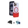 ieg™ iPhone 15 Pro Max Kılıf Kozmos Form Özel Seri - Siyah 3D Antistatik Seramik Nano Ekran Koruyucu + Raze Metal Kamera Lens - GS