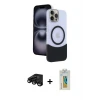 ieg™ iPhone 15 Pro Max Kılıf Kozmos Form Özel Seri - Siyah Polymer Nano Ekran Koruyucu + Raze Metal Kamera Lens - SH