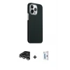 ieg™ iPhone 15 Pro Max Kılıf Kozmos Klasik Prime - Siyah Bilvis 0.18mm Plus Cam Ekran Koruyucu + Raze Metal Kamera Lens - GS