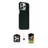 ieg™ iPhone 15 Pro Max Kılıf Kozmos Klasik Prime - Siyah Buffer Cam Ekran Koruyucu + PVD Metal Kamera Lens - TU