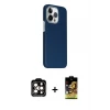 ieg™ iPhone 15 Pro Max Kılıf Kozmos Klasik Prime - Siyah Buffer Cam Ekran Koruyucu + PVD Metal Kamera Lens - TU