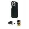 ieg™ iPhone 15 Pro Max Kılıf Kozmos Klasik Prime - Siyah Buffer Cam Ekran Koruyucu + Raze Metal Kamera Lens - GS