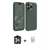 ieg™ iPhone 15 Pro Max Kılıf Kozmos Yansıma Özel Seri - Siyah Bilvis 0.18mm Plus Cam Ekran Koruyucu + PVD Metal Kamera Lens - TU