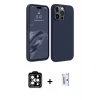 ieg™ iPhone 15 Pro Max Kılıf Kozmos Yansıma Özel Seri - Siyah Bilvis 0.18mm Plus Cam Ekran Koruyucu + PVD Metal Kamera Lens - TU