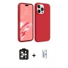 ieg™ iPhone 15 Pro Max Kılıf Kozmos Yansıma Özel Seri - Siyah Bilvis 0.18mm Plus Cam Ekran Koruyucu + PVD Metal Kamera Lens - TU