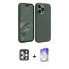 ieg™ iPhone 15 Pro Max Kılıf Kozmos Yansıma Özel Seri - Siyah Bilvis 5in1 3D Magic Cam Ekran Koruyucu + PVD Metal Kamera Lens - LT