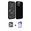 ieg™ iPhone 15 Pro Max Kılıf Kozmos Yansıma Özel Seri - Siyah Bilvis 5in1 3D Magic Cam Ekran Koruyucu + PVD Metal Kamera Lens - LT