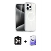 ieg™ iPhone 15 Pro Max Kılıf Nova Asil Prime - Siyah Bilvis 5in1 5D Magic Hayalet Cam Ekran Koruyucu + PVD Metal Kamera Lens - TU