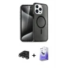 ieg™ iPhone 15 Pro Max Kılıf Nova Asil Prime - Siyah Bilvis 5in1 5D Magic Hayalet Cam Ekran Koruyucu + Raze Metal Kamera Lens - TMGI