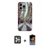 ieg™ iPhone 15 Pro Max Kılıf Nova Doku Prime - Siyah Buffer Hayalet Cam Ekran Koruyucu + PVD Metal Kamera Lens - GI