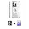 ieg™ iPhone 15 Pro Max Kılıf Nova Doku - Siyah Bilvis 5in1 5D Magic Hayalet Cam Ekran Koruyucu + PVD Metal Kamera Lens - LT
