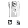 ieg™ iPhone 15 Pro Max Kılıf Nova Doku - Siyah Vanessa Magic Hayalet Cam + PVD Metal Kamera Lens - GS