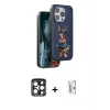 ieg™ iPhone 15 Pro Max Kılıf Nova Form Koleksiyonu - Siyah Bilvis 0.18mm Plus Cam Ekran Koruyucu + PVD Metal Kamera Lens - LT