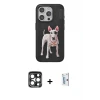 ieg™ iPhone 15 Pro Max Kılıf Nova Form Koleksiyonu - Siyah Bilvis 0.18mm Plus Cam Ekran Koruyucu + PVD Metal Kamera Lens - LT