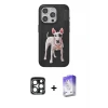 ieg™ iPhone 15 Pro Max Kılıf Nova Form Koleksiyonu - Siyah Bilvis 5in1 3D Magic Cam Ekran Koruyucu + PVD Metal Kamera Lens - LT