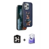 ieg™ iPhone 15 Pro Max Kılıf Nova Form Koleksiyonu - Siyah Bilvis 5in1 5D Magic Hayalet Cam Ekran Koruyucu + PVD Metal Kamera Lens - TU