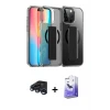ieg™ iPhone 15 Pro Max Kılıf Nova Işık Koleksiyonu - Siyah Bilvis 5in1 5D Magic Hayalet Cam Ekran Koruyucu + Raze Metal Kamera Lens - LT