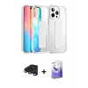 ieg™ iPhone 15 Pro Max Kılıf Nova Işık Koleksiyonu - Siyah Bilvis 5in1 5D Magic Hayalet Cam Ekran Koruyucu + Raze Metal Kamera Lens - LT