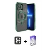 ieg™ iPhone 15 Pro Max Kılıf Nova Işık Özel Seri - Siyah Bilvis 5in1 3D Magic Cam Ekran Koruyucu + PVD Metal Kamera Lens - GI
