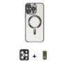 ieg™ iPhone 15 Pro Max Kılıf Nova Işık Özel Seri - Siyah Joko Magic 5D Hayalet Cam + PVD Metal Kamera Lens - LT