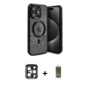 ieg™ iPhone 15 Pro Max Kılıf Nova Işık Özel Seri - Siyah Joko Magic 5D Hayalet Cam + PVD Metal Kamera Lens - LT