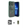 ieg™ iPhone 15 Pro Max Kılıf Nova Işık Özel Seri - Siyah Joko Magic 5D Hayalet Cam + PVD Metal Kamera Lens - LT