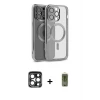 ieg™ iPhone 15 Pro Max Kılıf Nova Işık Özel Seri - Siyah Joko Magic 5D Hayalet Cam + PVD Metal Kamera Lens - LT
