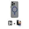 ieg™ iPhone 15 Pro Max Kılıf Odak Form Özel Seri - Siyah 3D Antistatik Mat Seramik Nano Ekran Koruyucu + PVD Metal Kamera Lens - GS